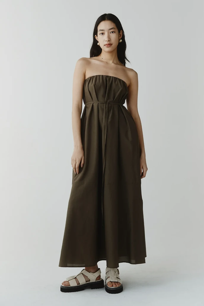 Marle olive green strapless maxi dress