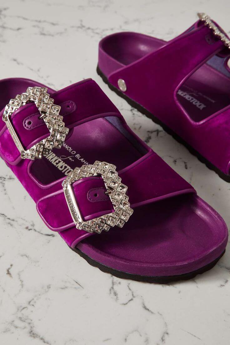 Birkenstock Arizona Manolo Blahnik Fuchsia Velvet