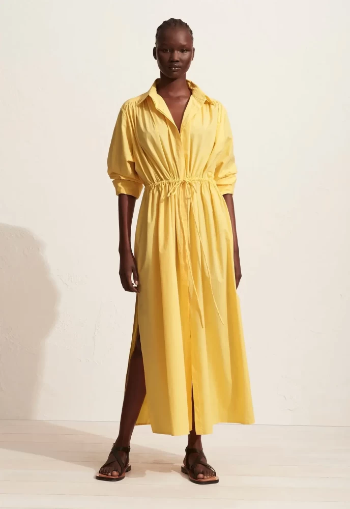 Matteau yellow maxi shirt dress