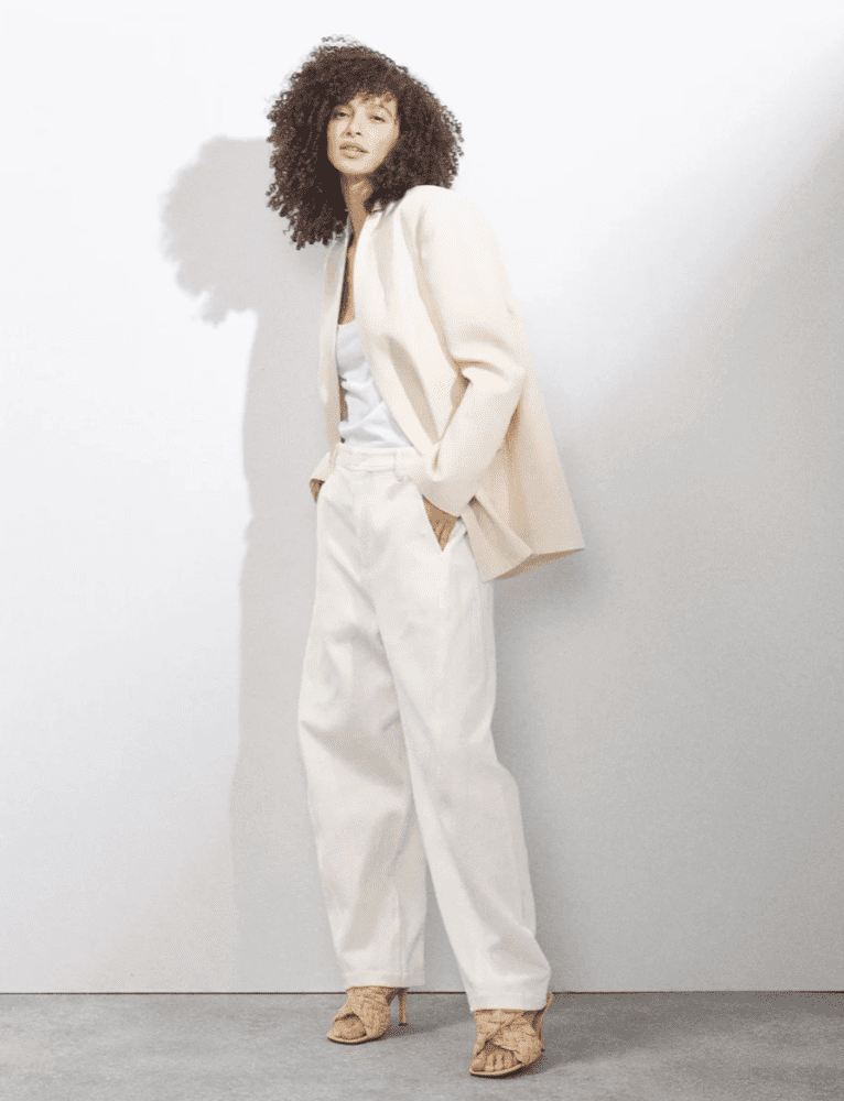 Raey cream blazer and white pants