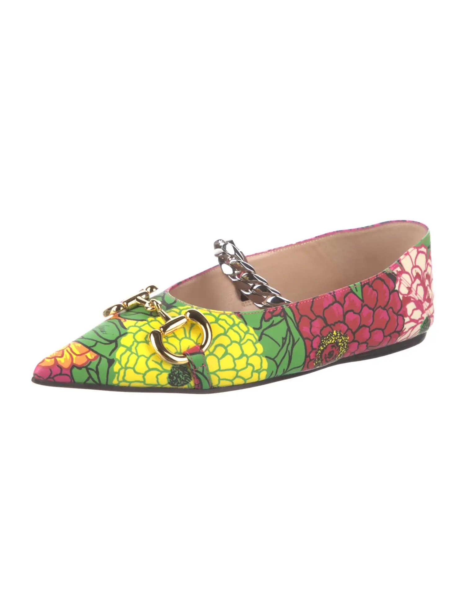 Gucci floral Horsebit Mary Jane flats
