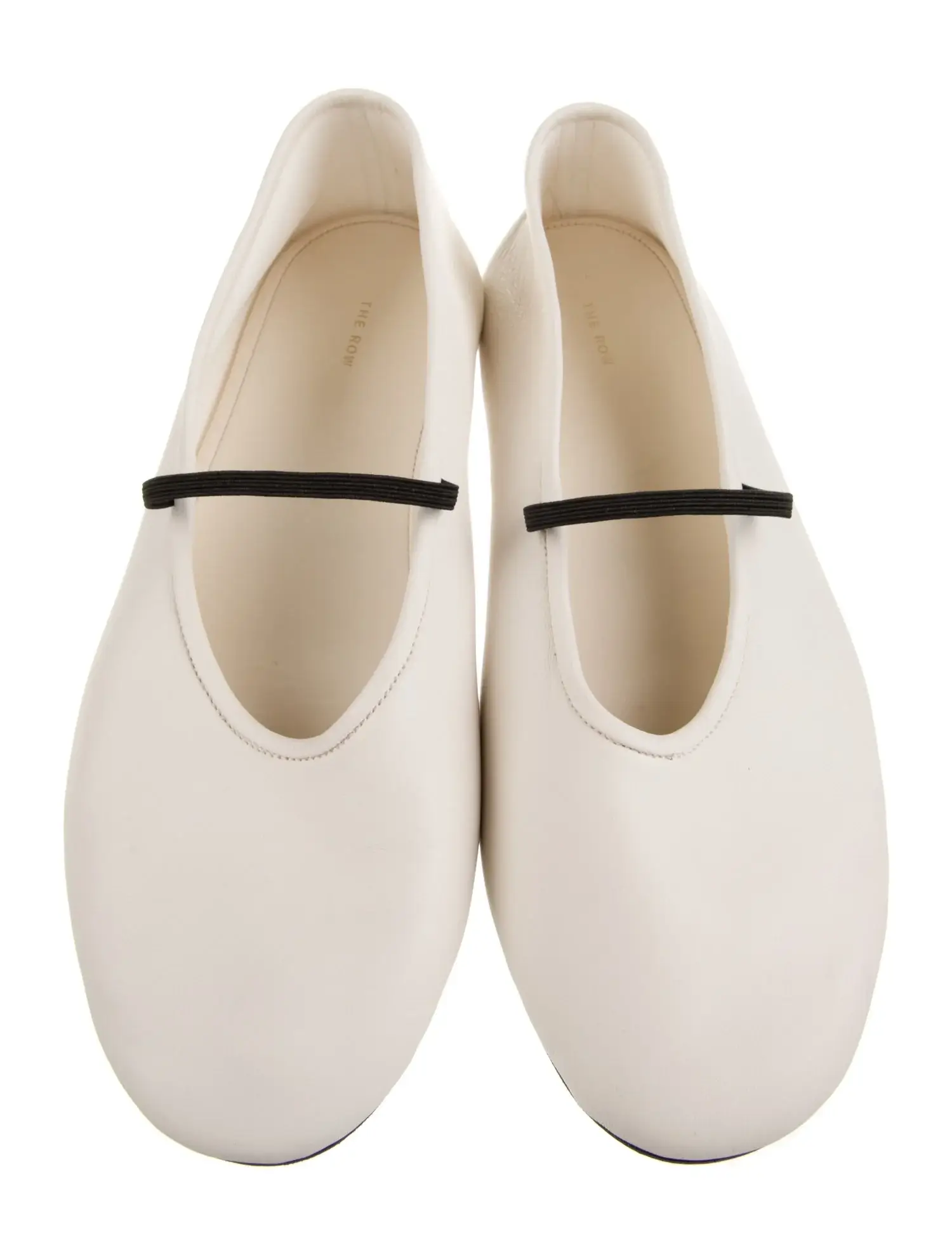 The Row cream Mary Jane flats