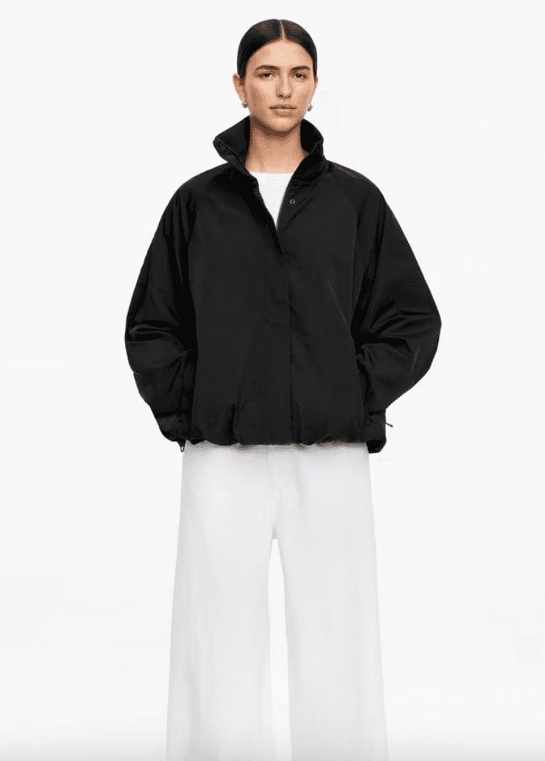 Arket black drawstring windbreaker jacket