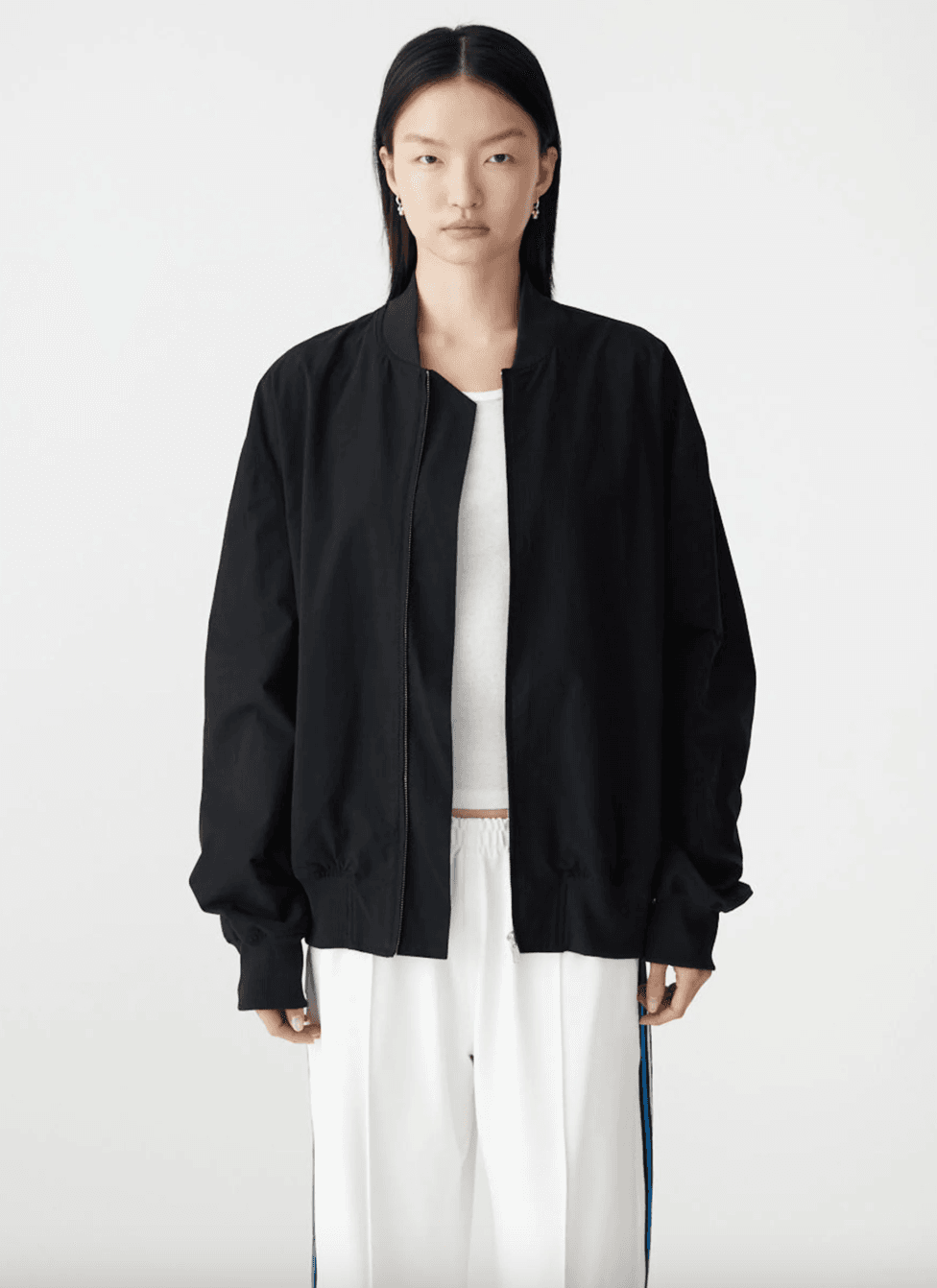Bassike black cotton bomber jacket