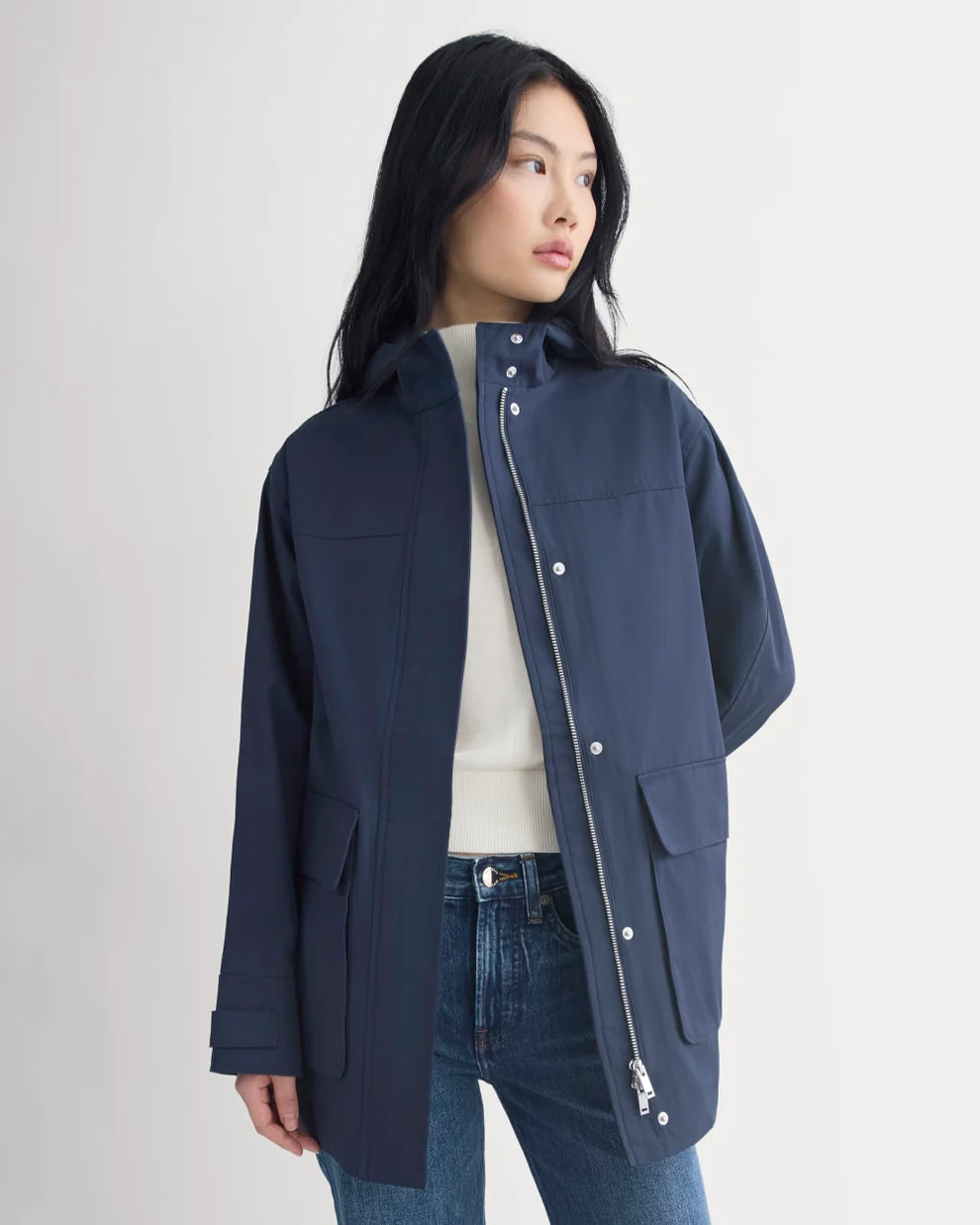 Everlane navy hooded field jacket