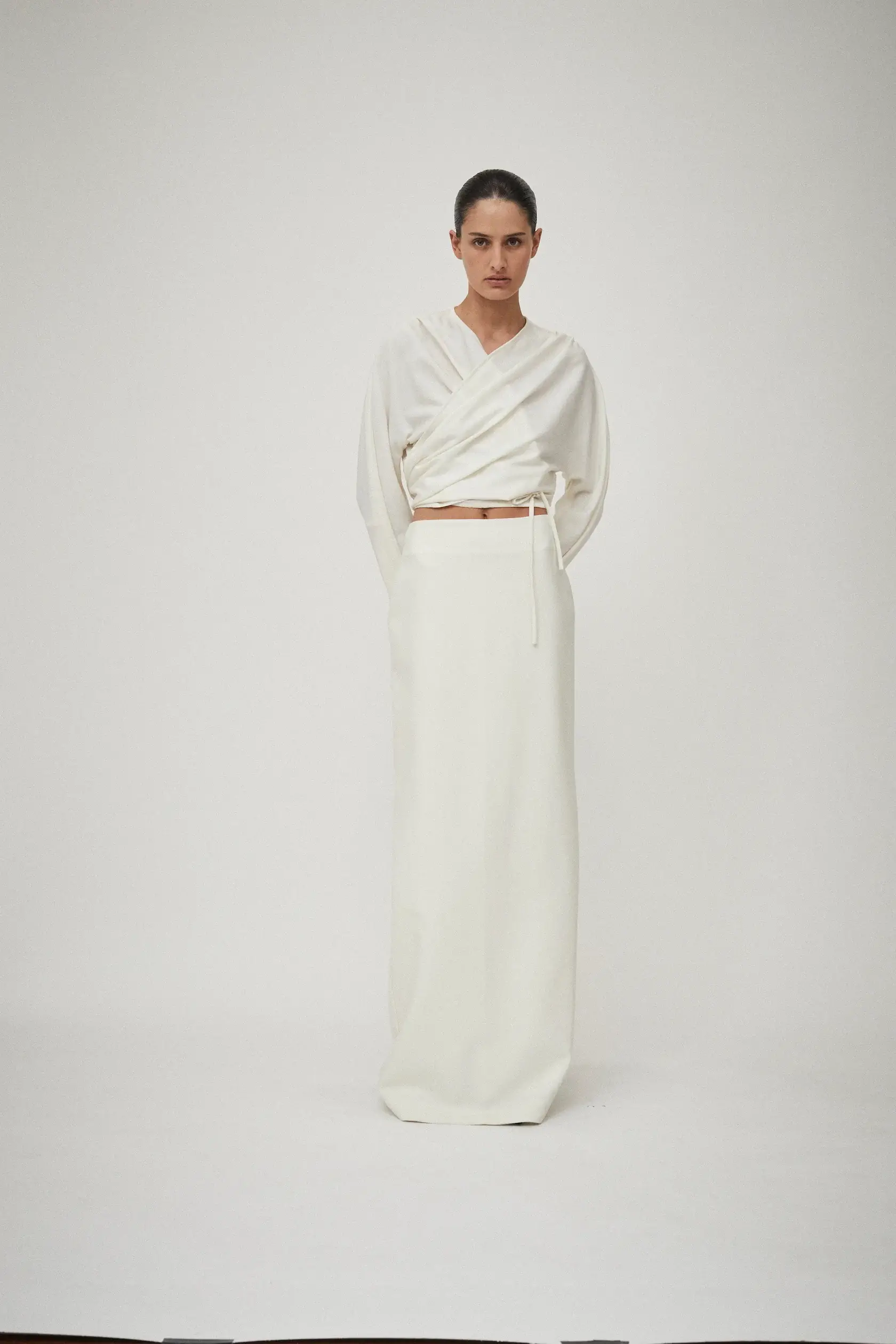 Beare park Wool Column maxi straight skirt