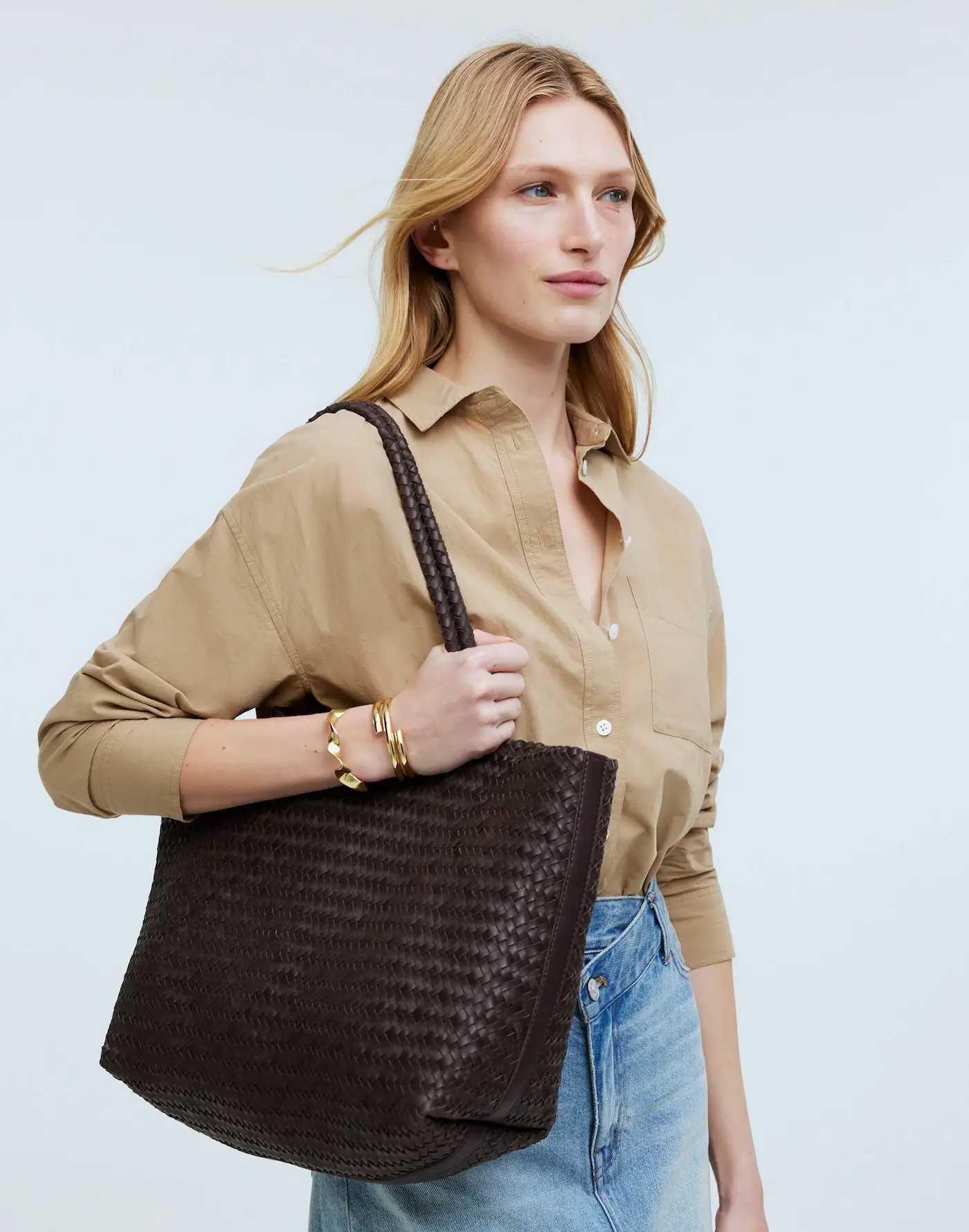 Madewell the signature brown woven tote bag