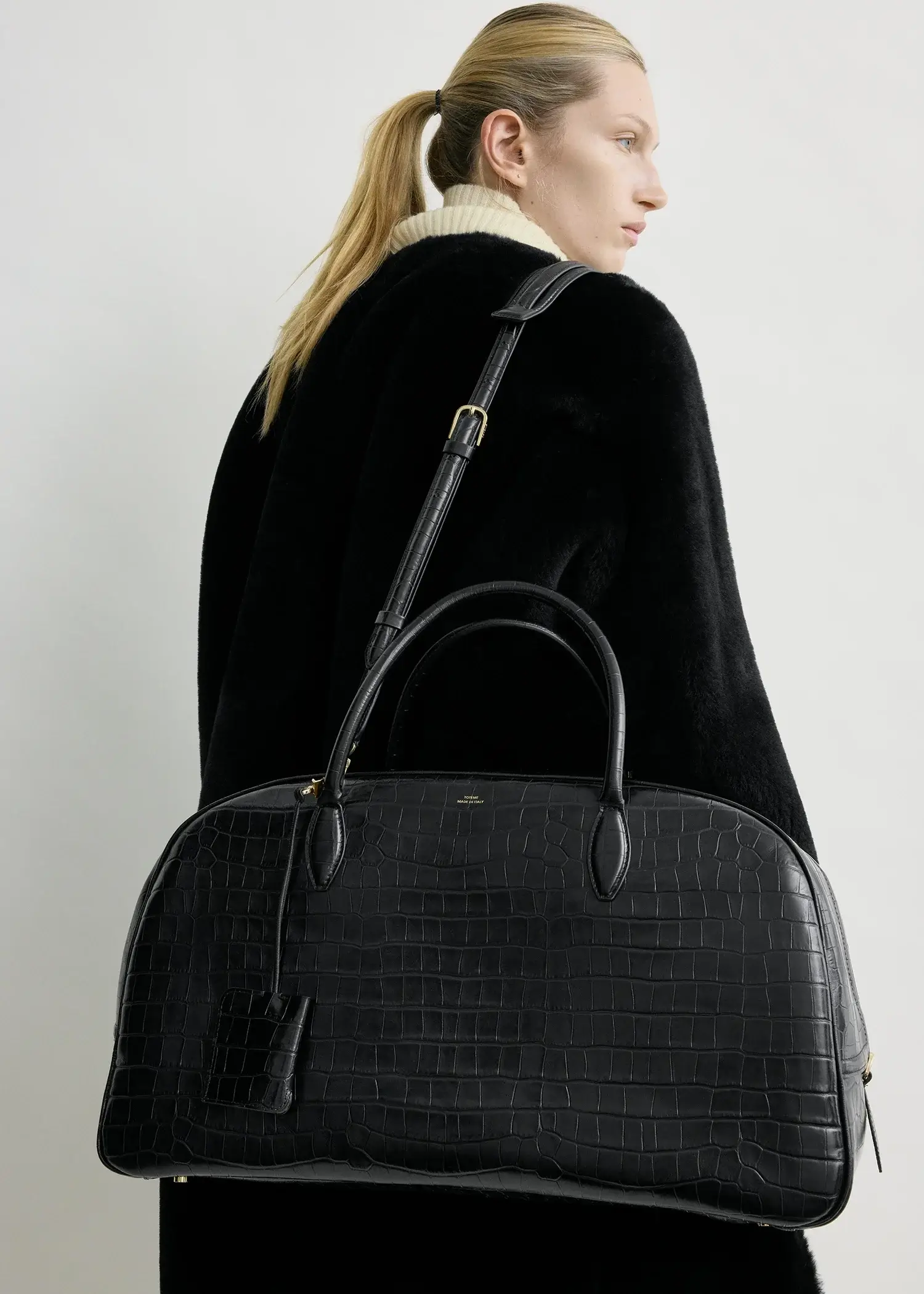 Toteme black traveler bag