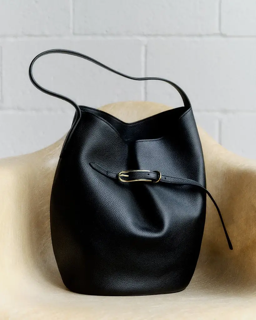 Little Liffner black belted leather bucket bag