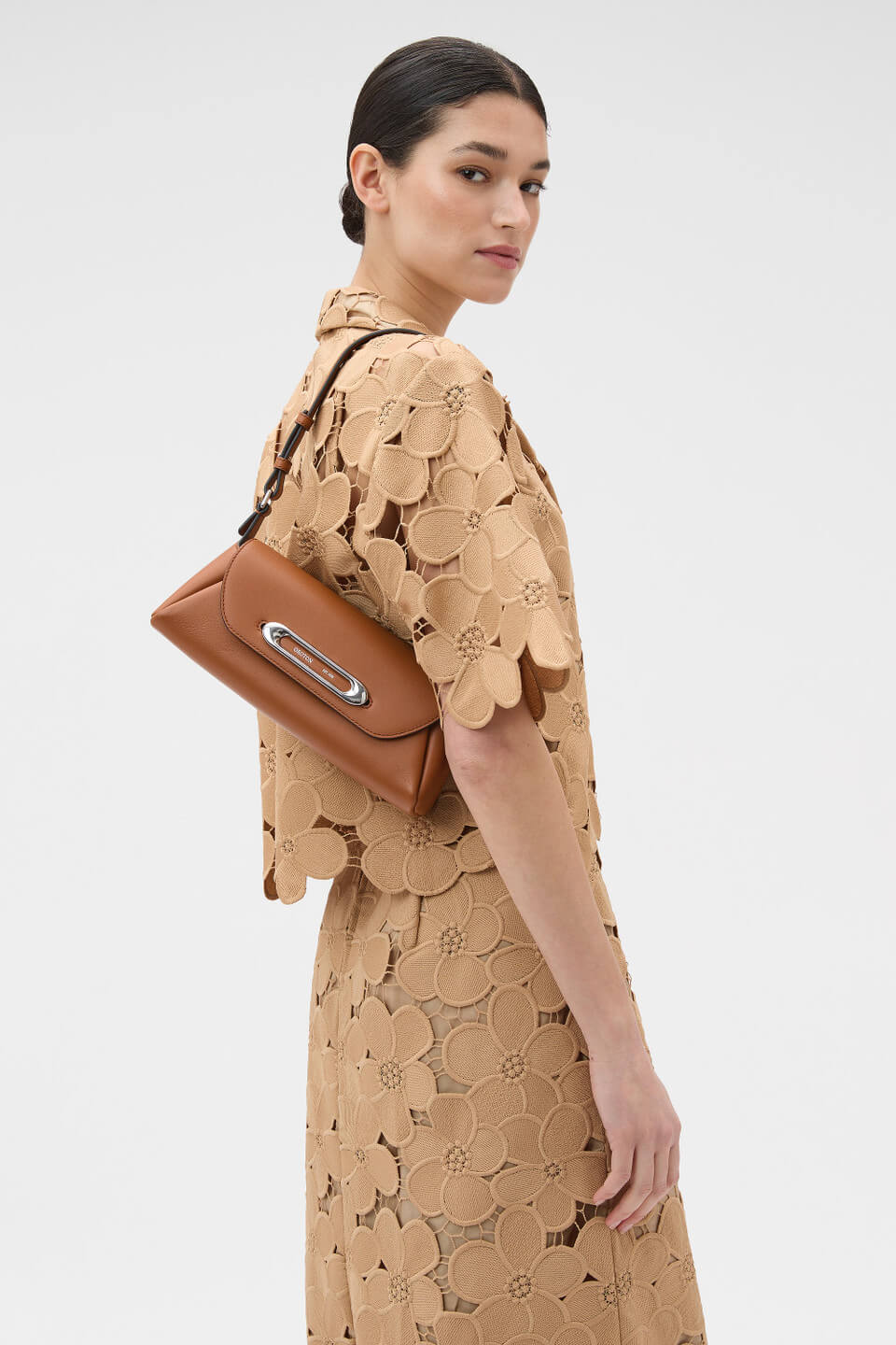 Oroton Alyssa brown baguette bag