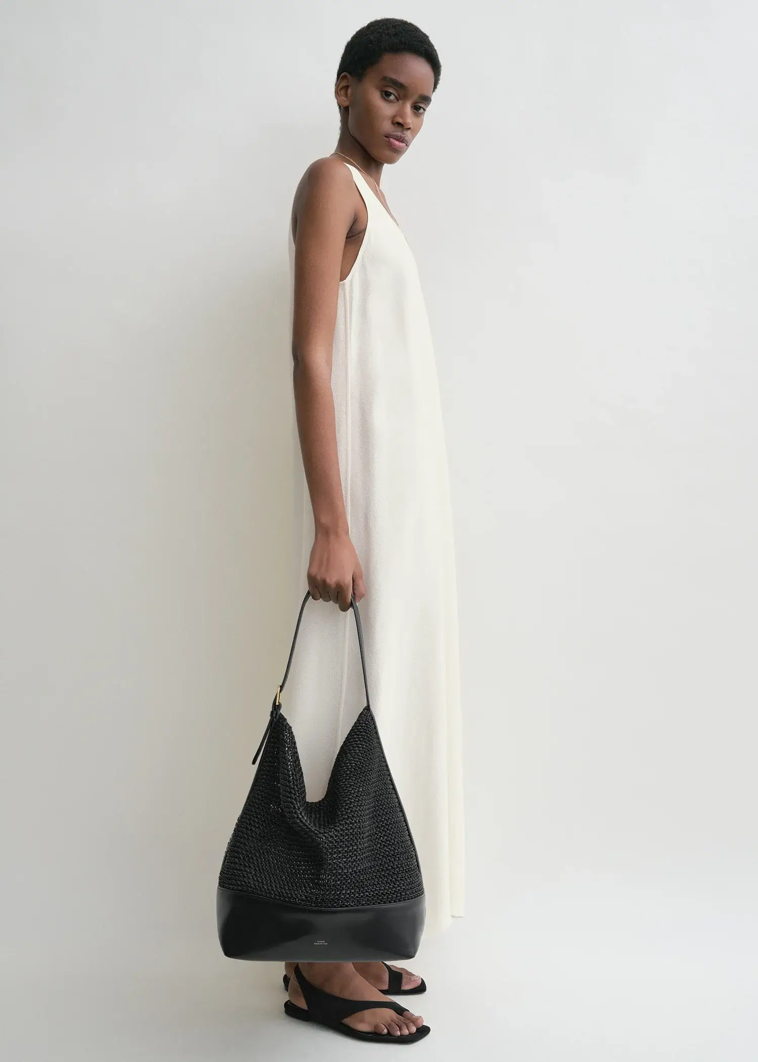 Toteme belted woven leather tote bag