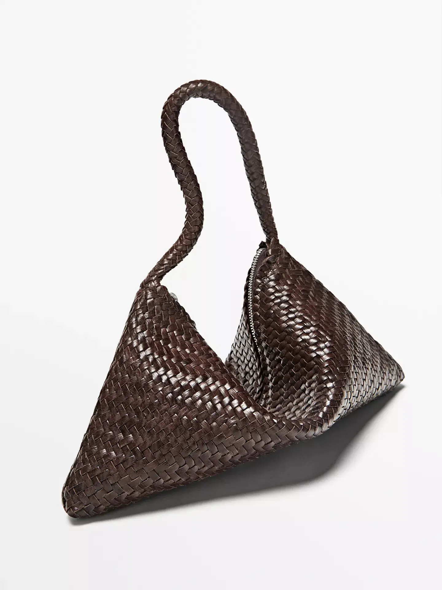 Massimo Dutti brown braided leather bag