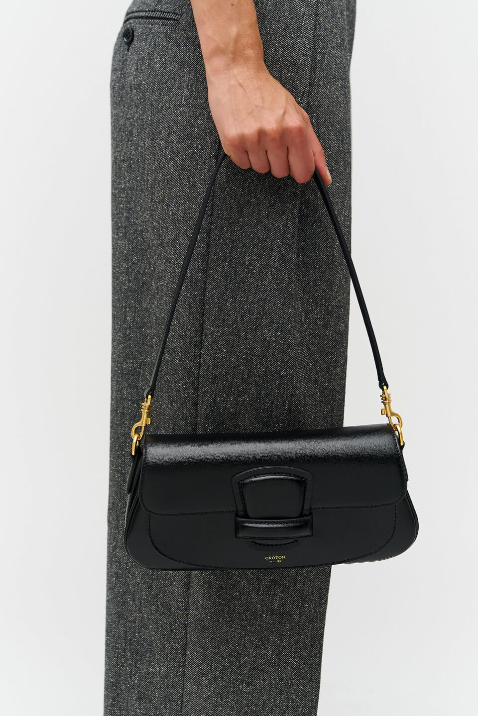 Oroton black baguette bag