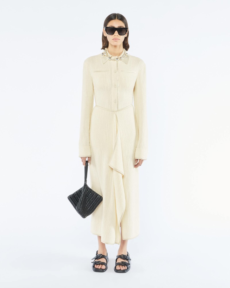 Nanushka textured boucle tweed maxi skirt