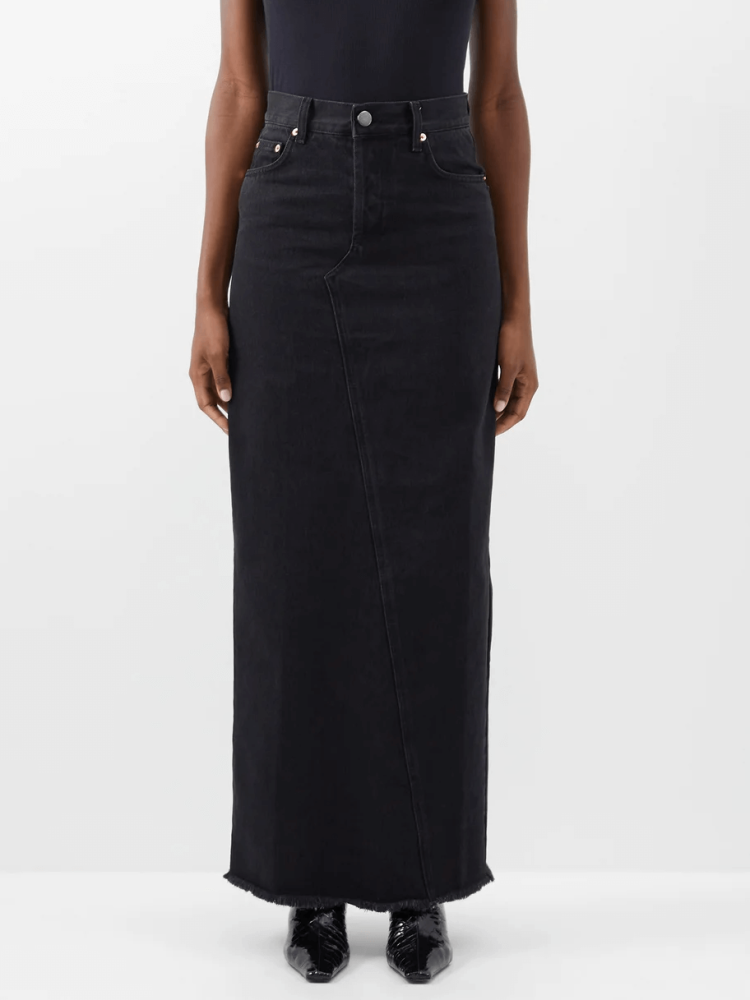 Raey  black maxi  denim skirt