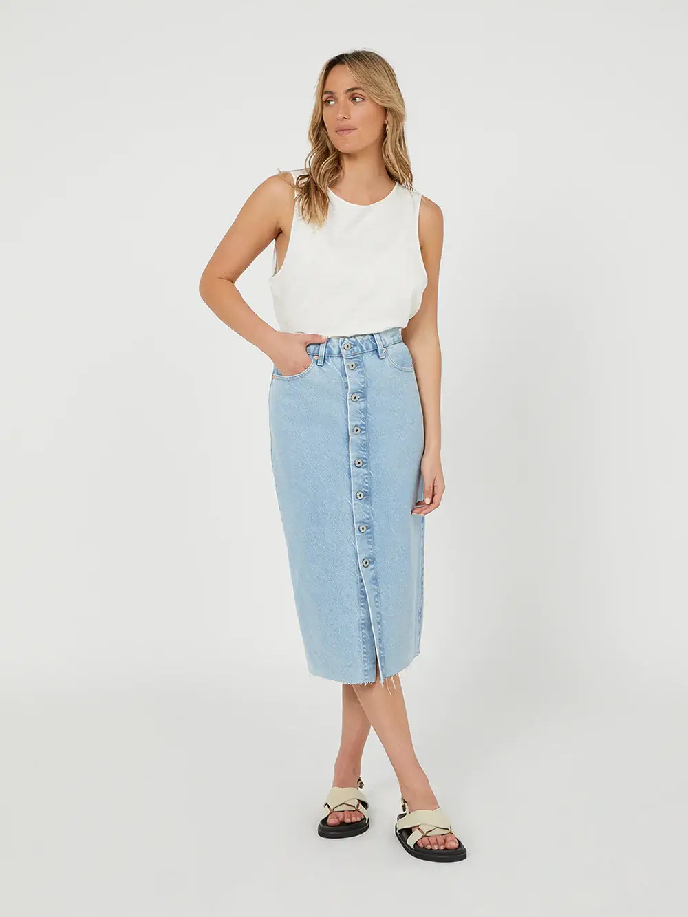 Outland Denim midi skirt
