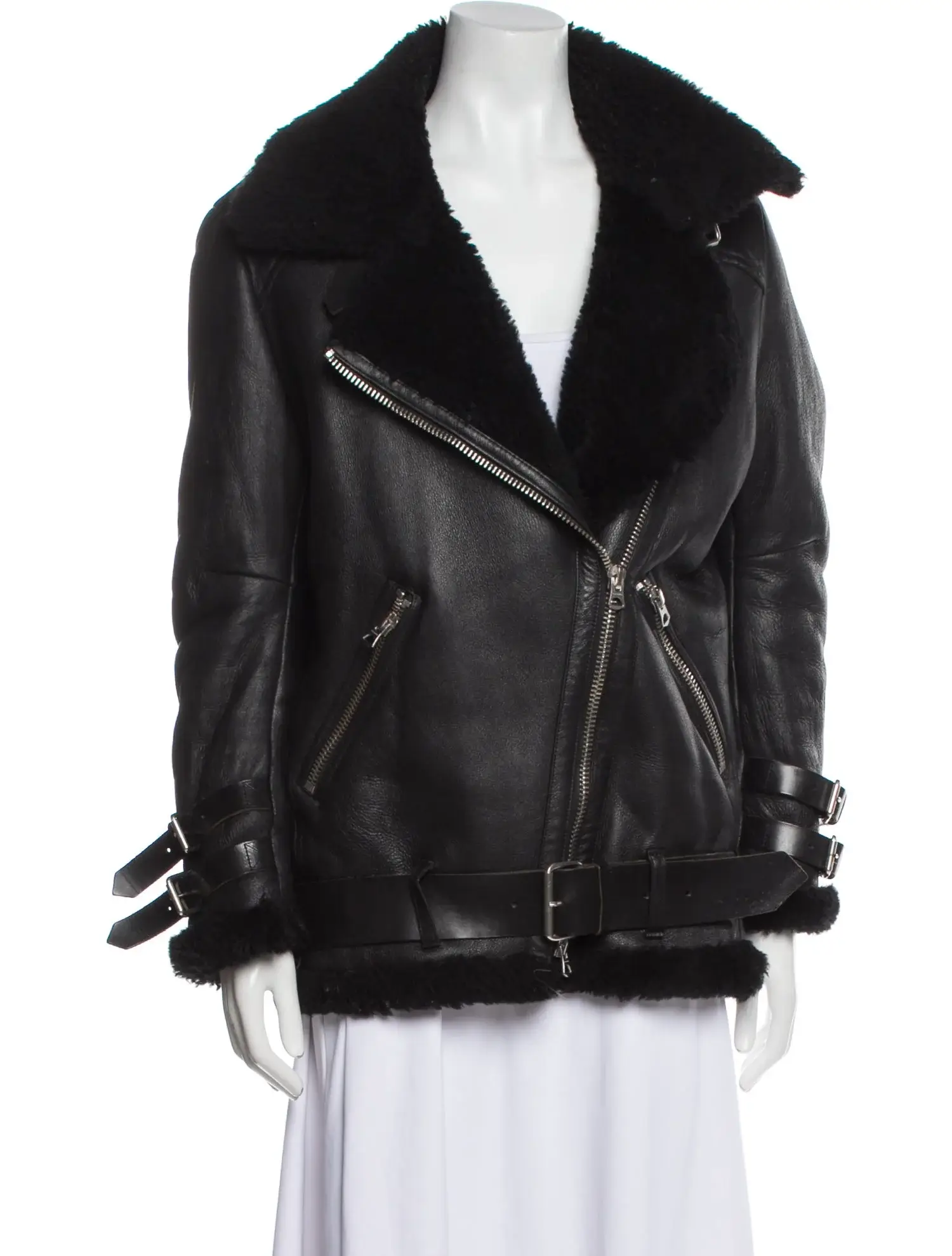 Acne Studios Shearling faux fur leather jacket