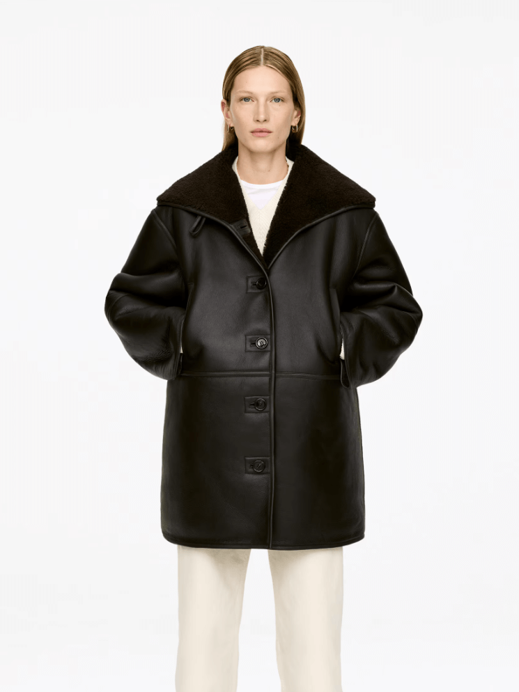 Arket shearling lined leather jacket