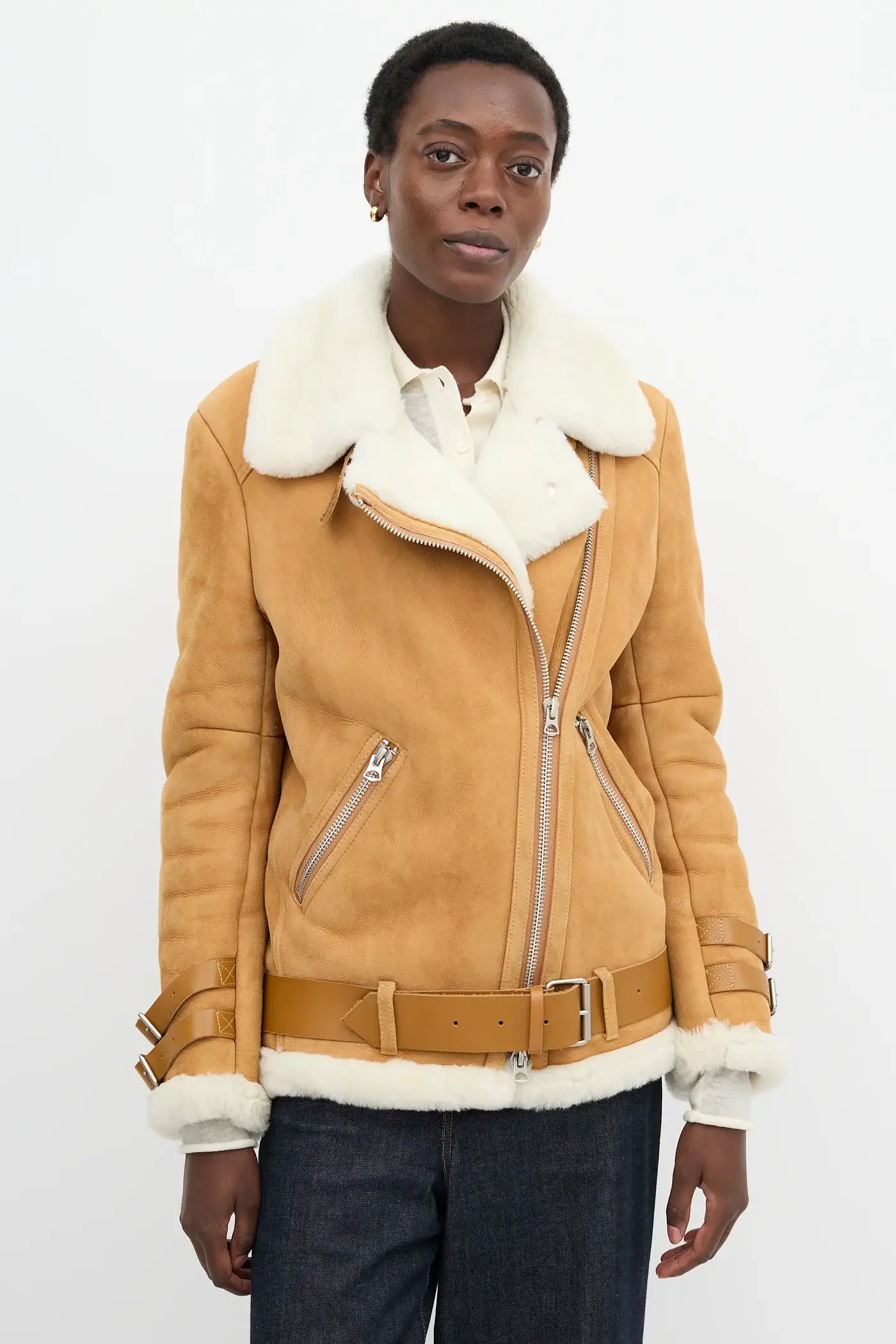 Ducie Suede Shearling Aviator Jacket
