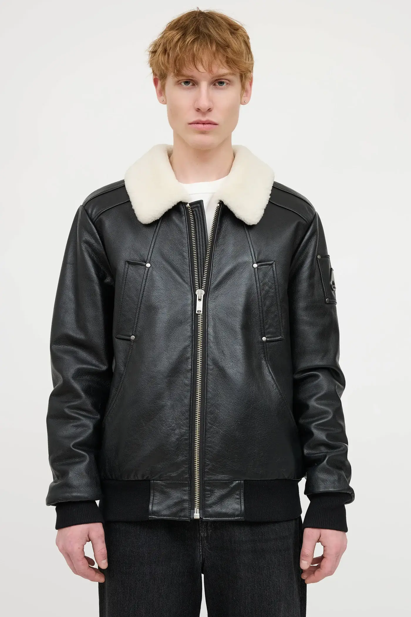 Moose Knuckles leather shearling jacket