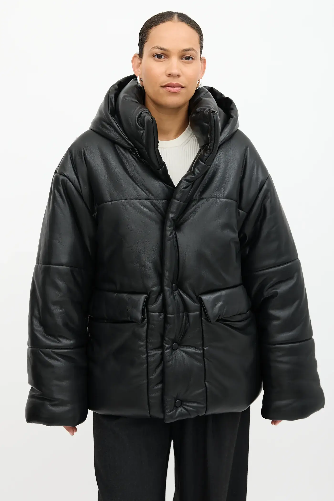 Nanushka faux leather puffer jacket