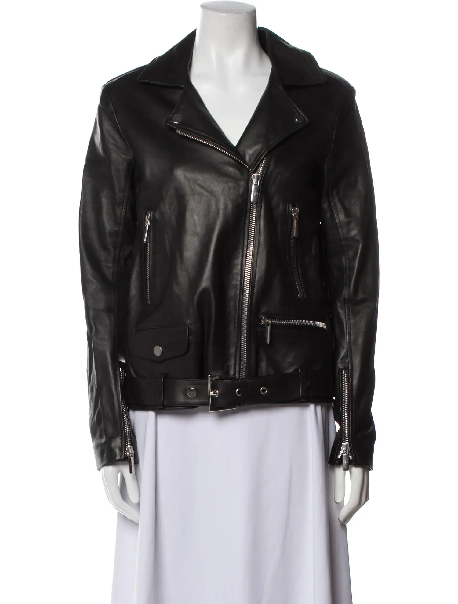Nour Hammour black leather biker jacket