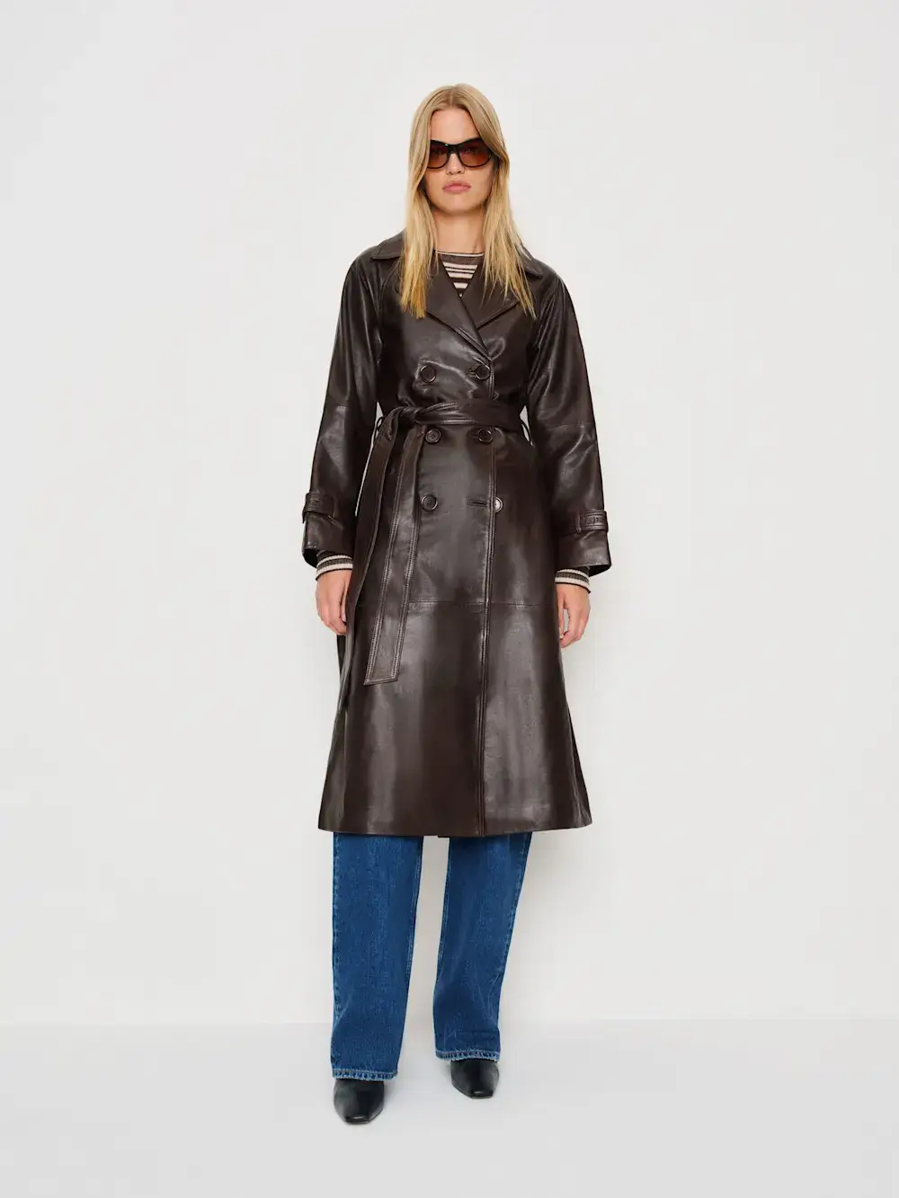 Reformation brown Veda Ashland Leather trench coat