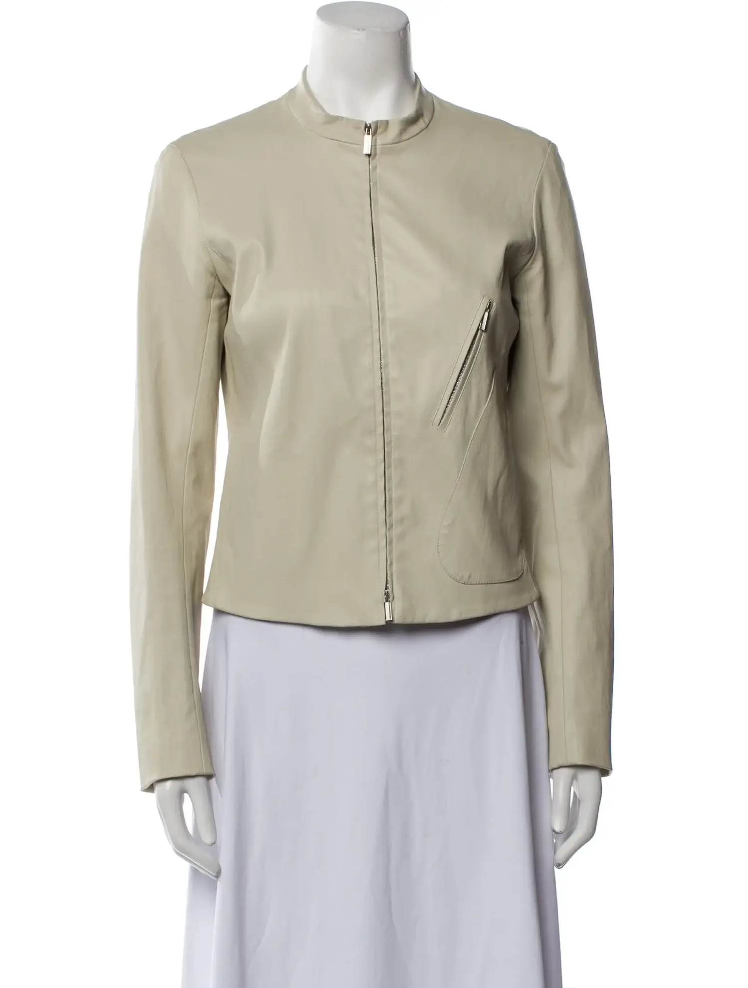 The Row cream leather biker jacket