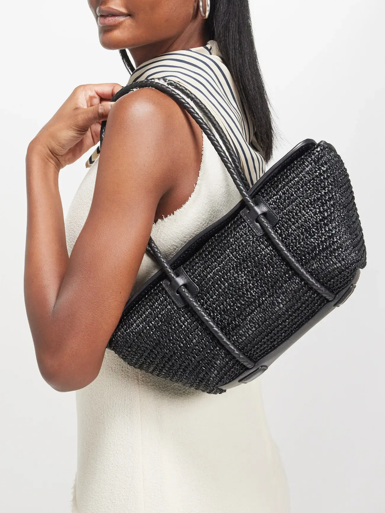 Hereu Forna Leather trim raffia bag