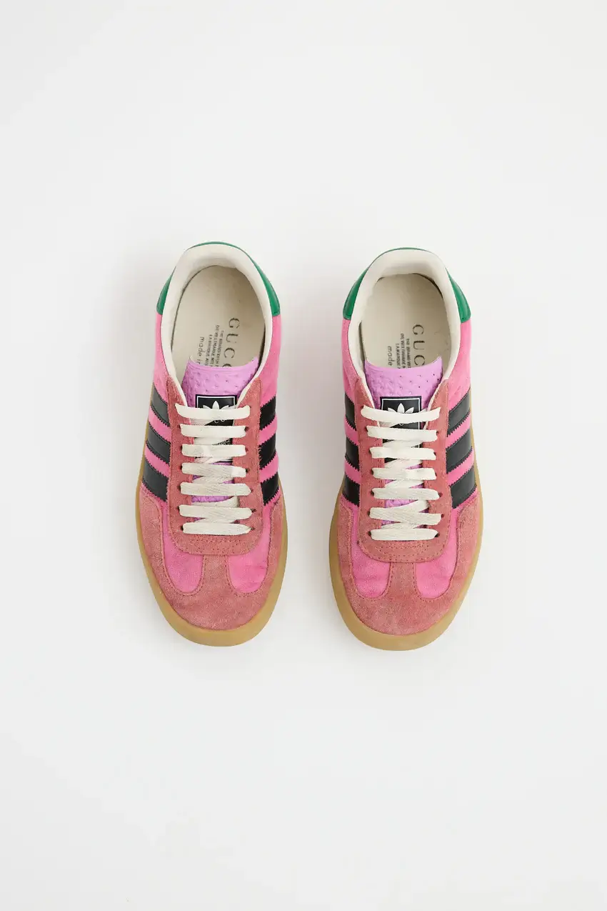 Gucci & Adidas Pink and multicolour velvet and suede gazelle trainers