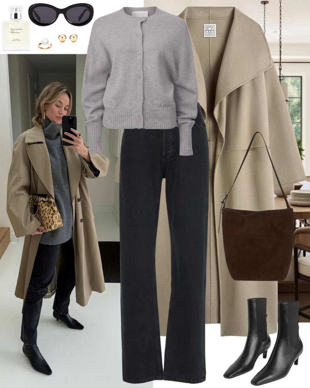 Woman grey cardigan with coat