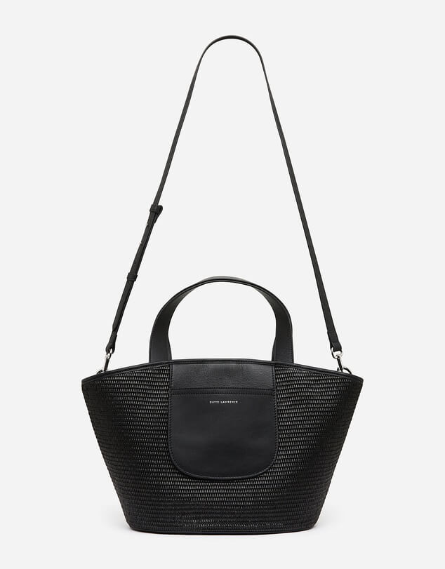 David Lawrence black raffia tote bag