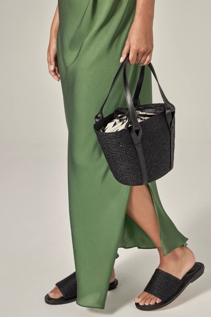 Helen Kaminski black mini raffia basket bag