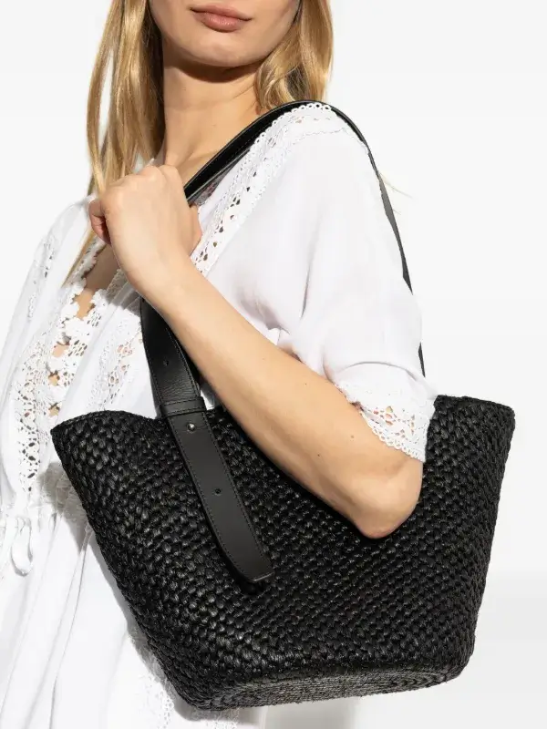 Lie Studio the bianca raffia black bag
