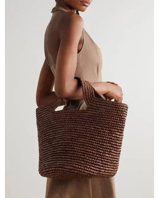 Sensi Studio Bolso Playero woven raffia tote bag brown