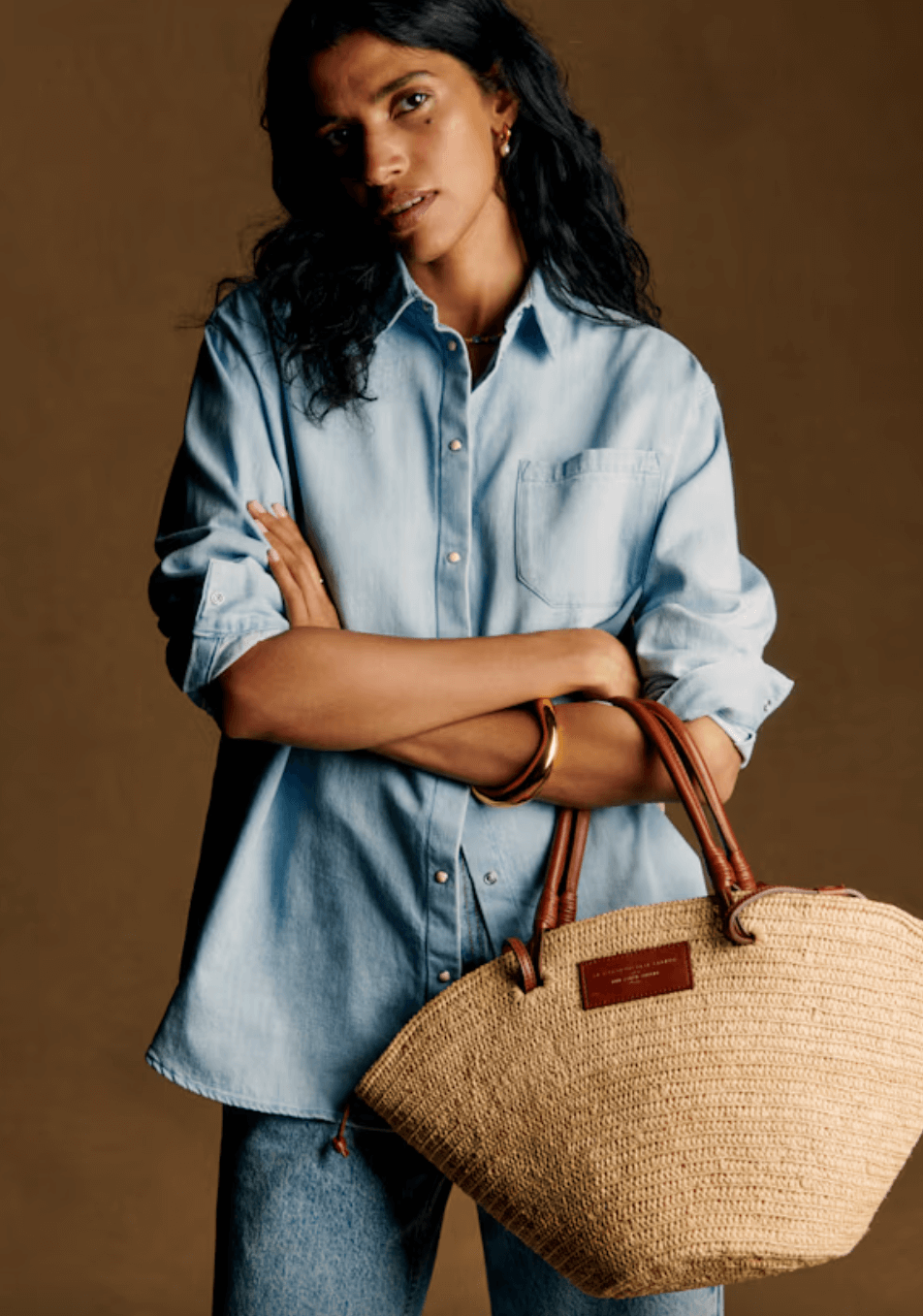 Sezane Justine raffia basket tote bag