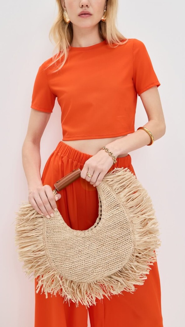 Staud moon raffia tote bag