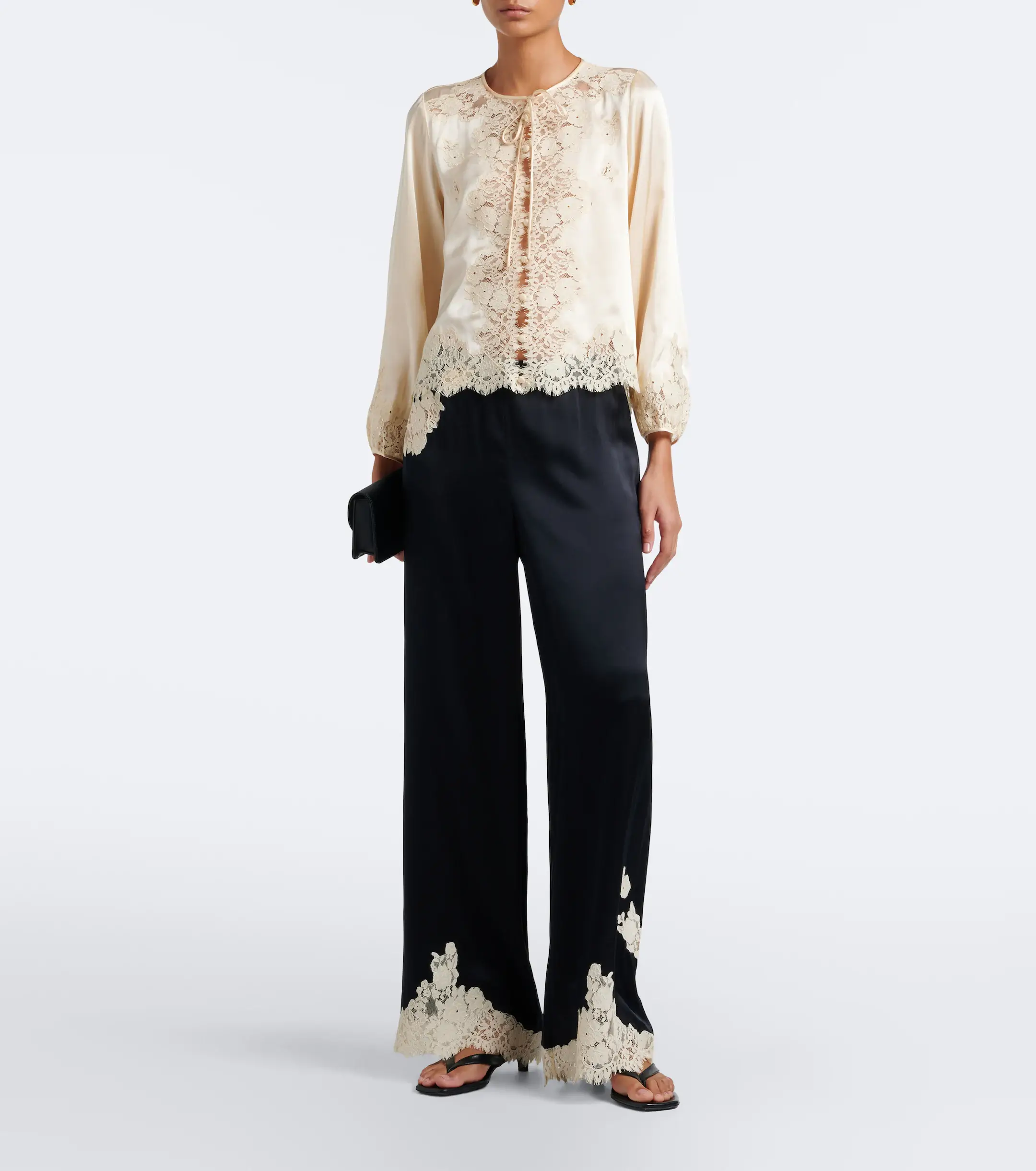 Doen lavon lace silk satin pants