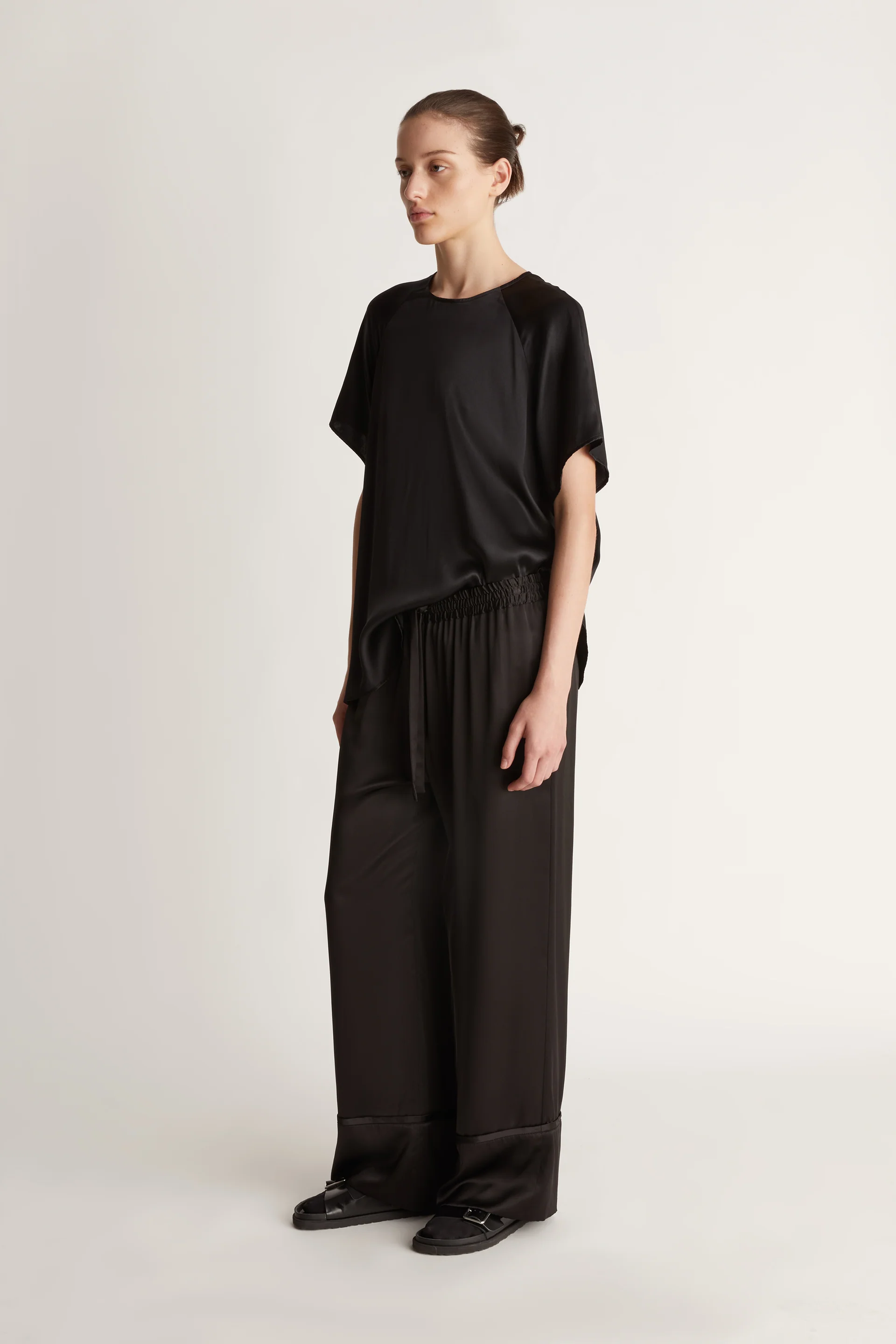 Lee Mathews black silk pants