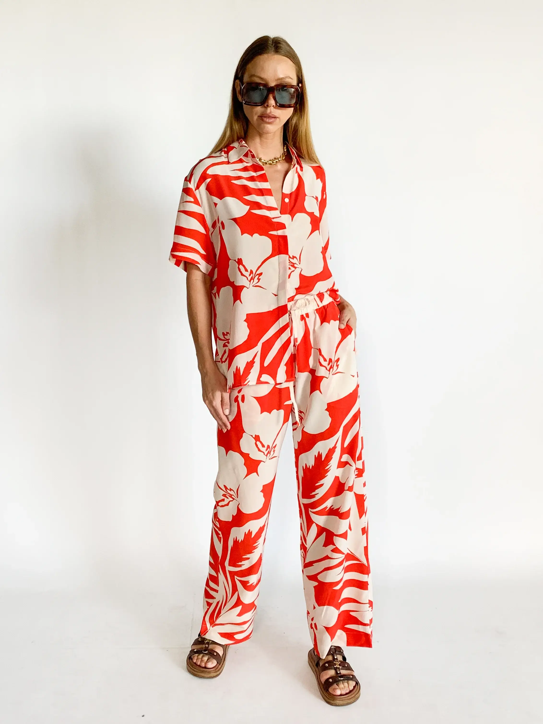 Matteau print silk pant