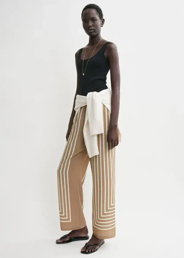TOTEME  Monogram Silk Slacks Wide Leg Pants