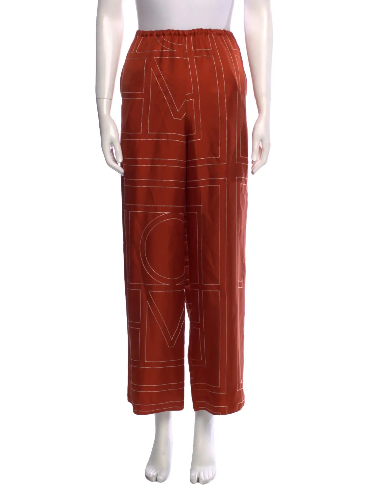 Toteme red silk wide leg pants