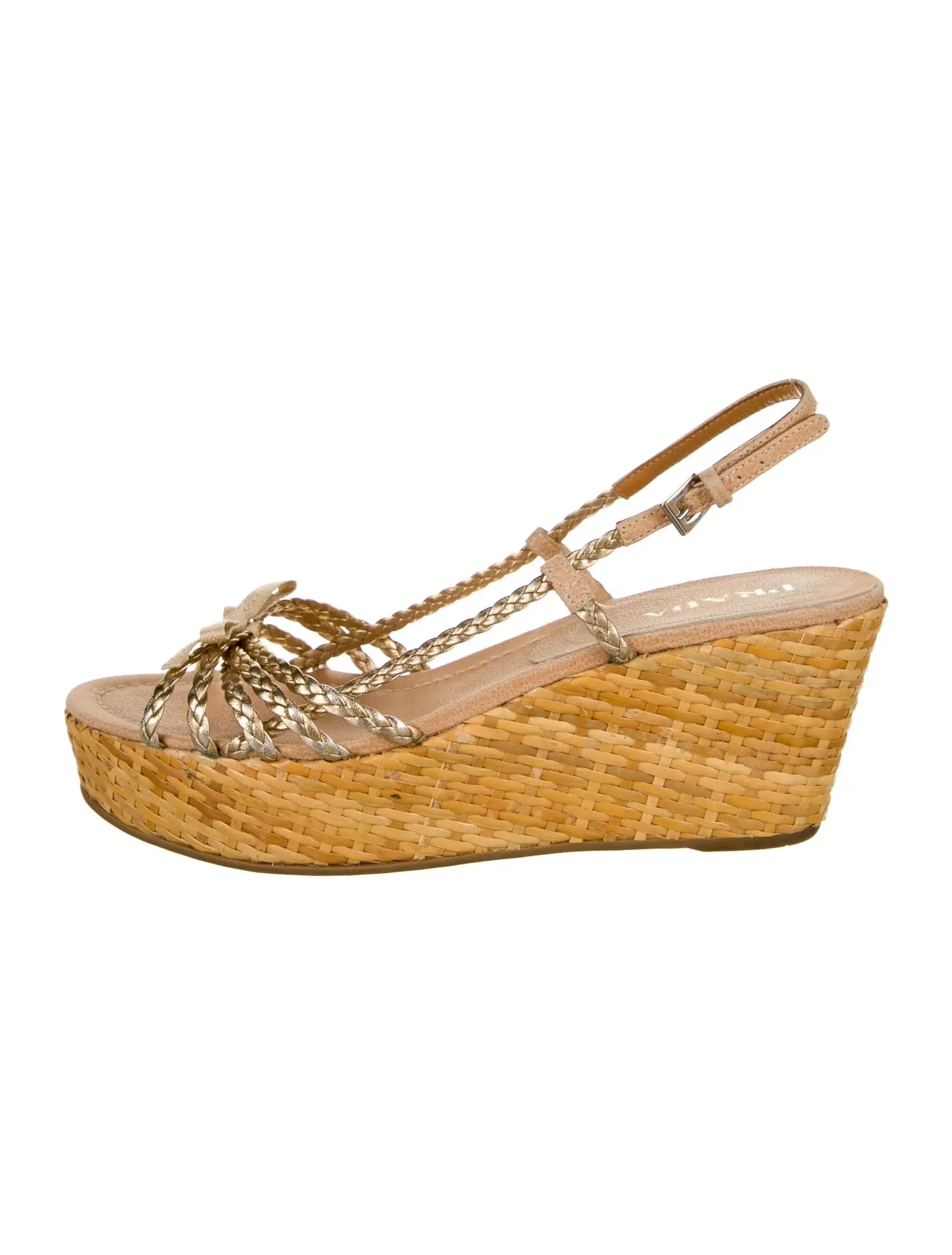 Prada Gold wedge Sandals