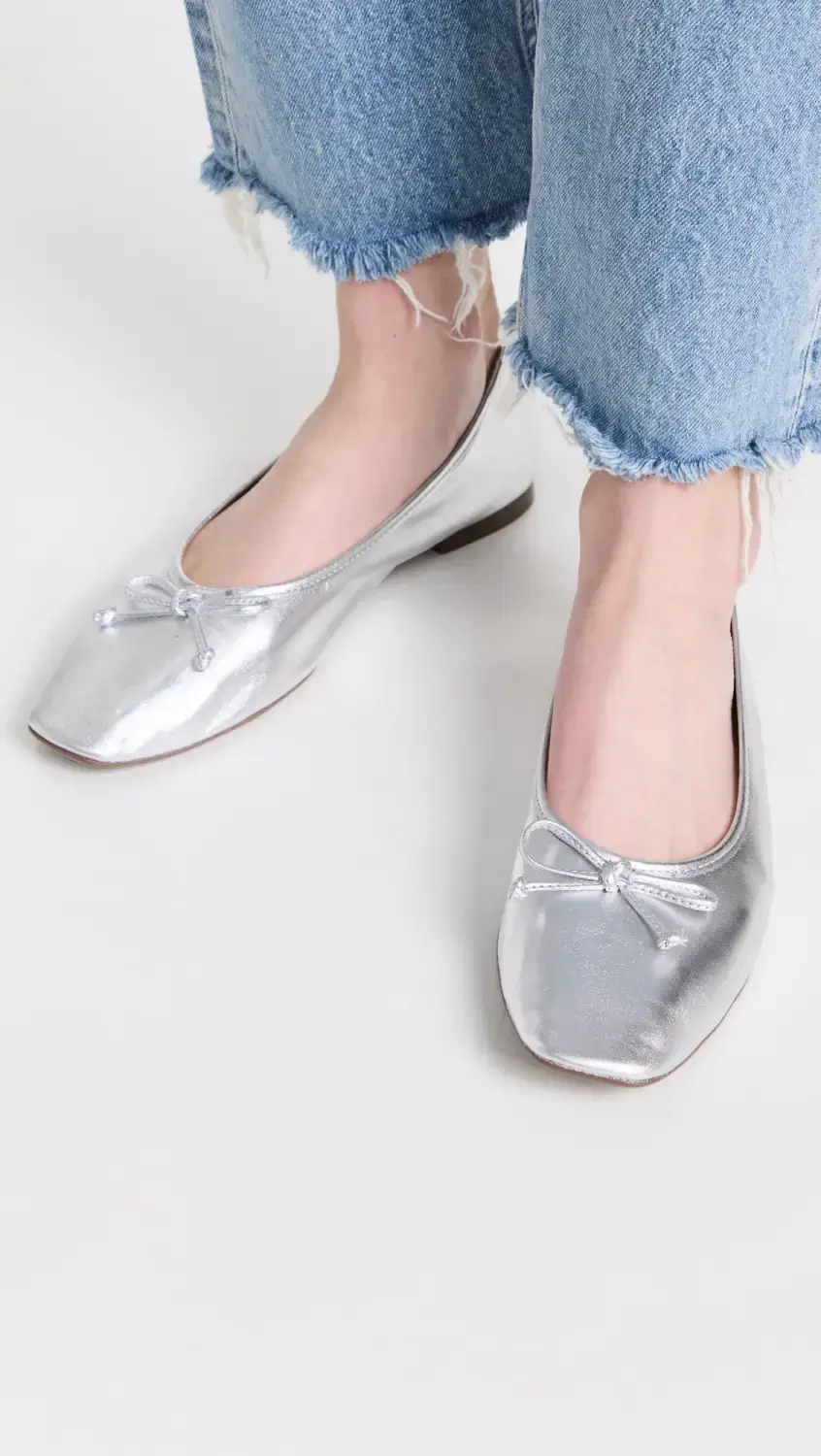 Schutz Arissa silver ballet flats 