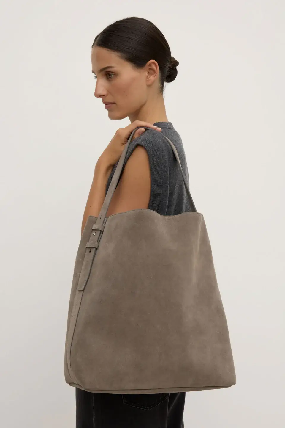 Assembly Label suede shoulder bag