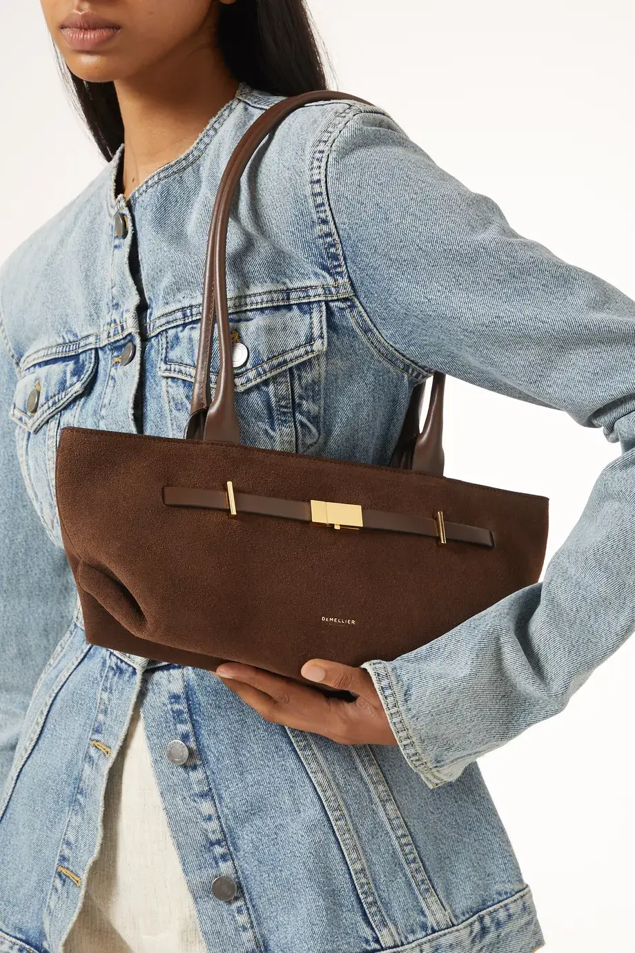 DeMellier The New York brown suede bag