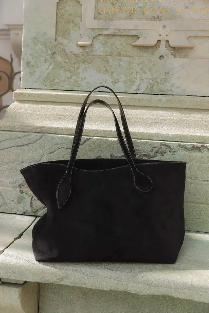 Liffner Petite mega black suede tote bag