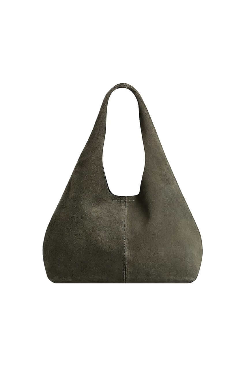 The Bali Tailor The Clover slouch mini olive suede bag