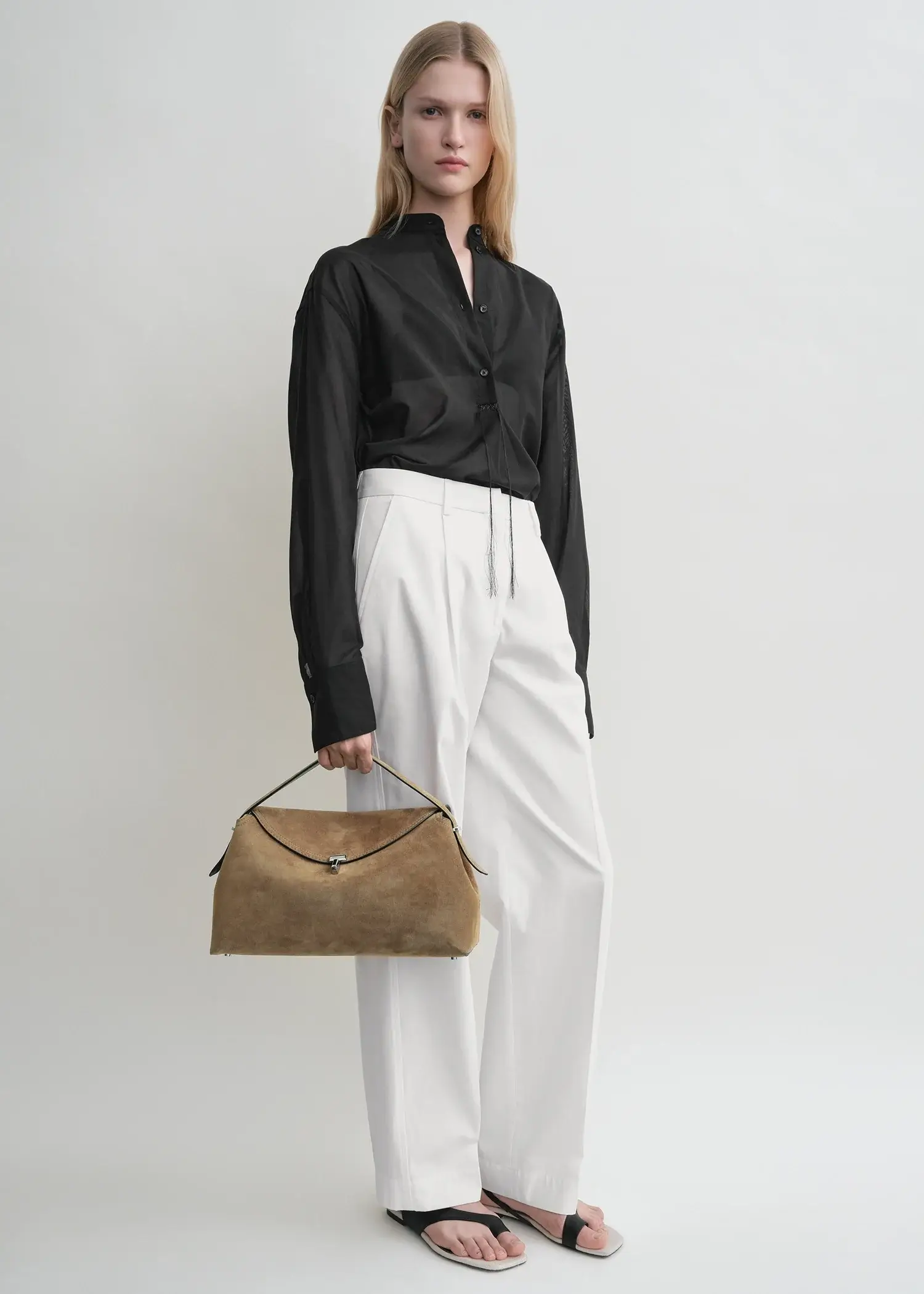 Toteme t-lock suede top handle bag