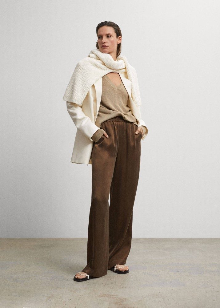 Alter Made cream blazer and brown silk pants